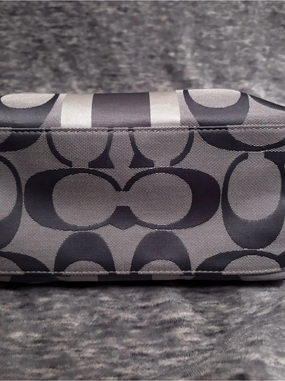 Coach Gray Signature Stripe Messenger Tote